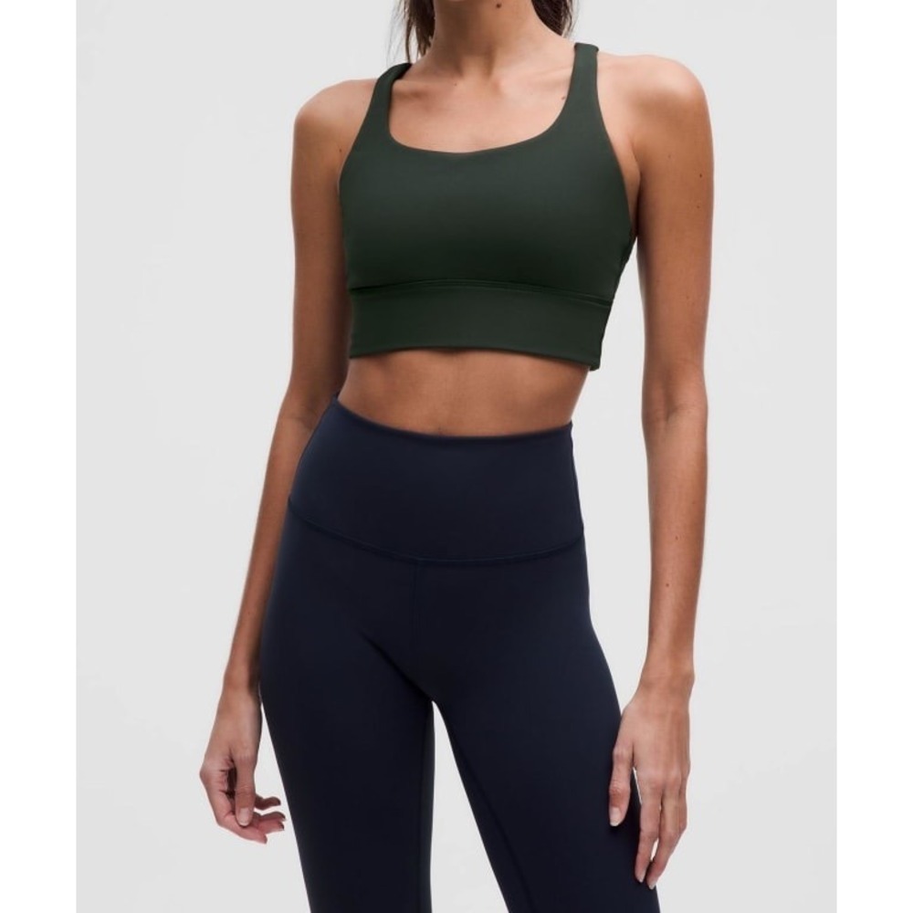 Lululemon Energy Longline Bra Medium Support, B-D cups Rainforest Green